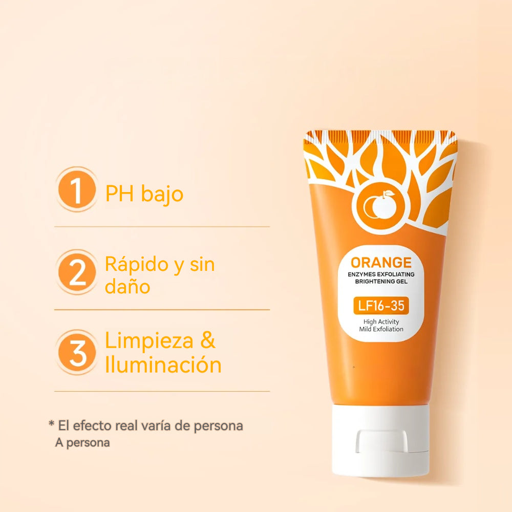 Gel exfoliante suave con enzimas de naranja