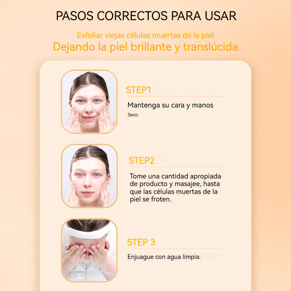 Gel exfoliante suave con enzimas de naranja